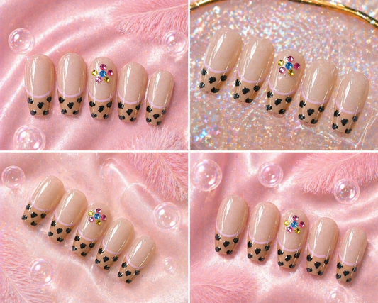 Blush Leopard French Press-On Nails 🐆💕 Size L