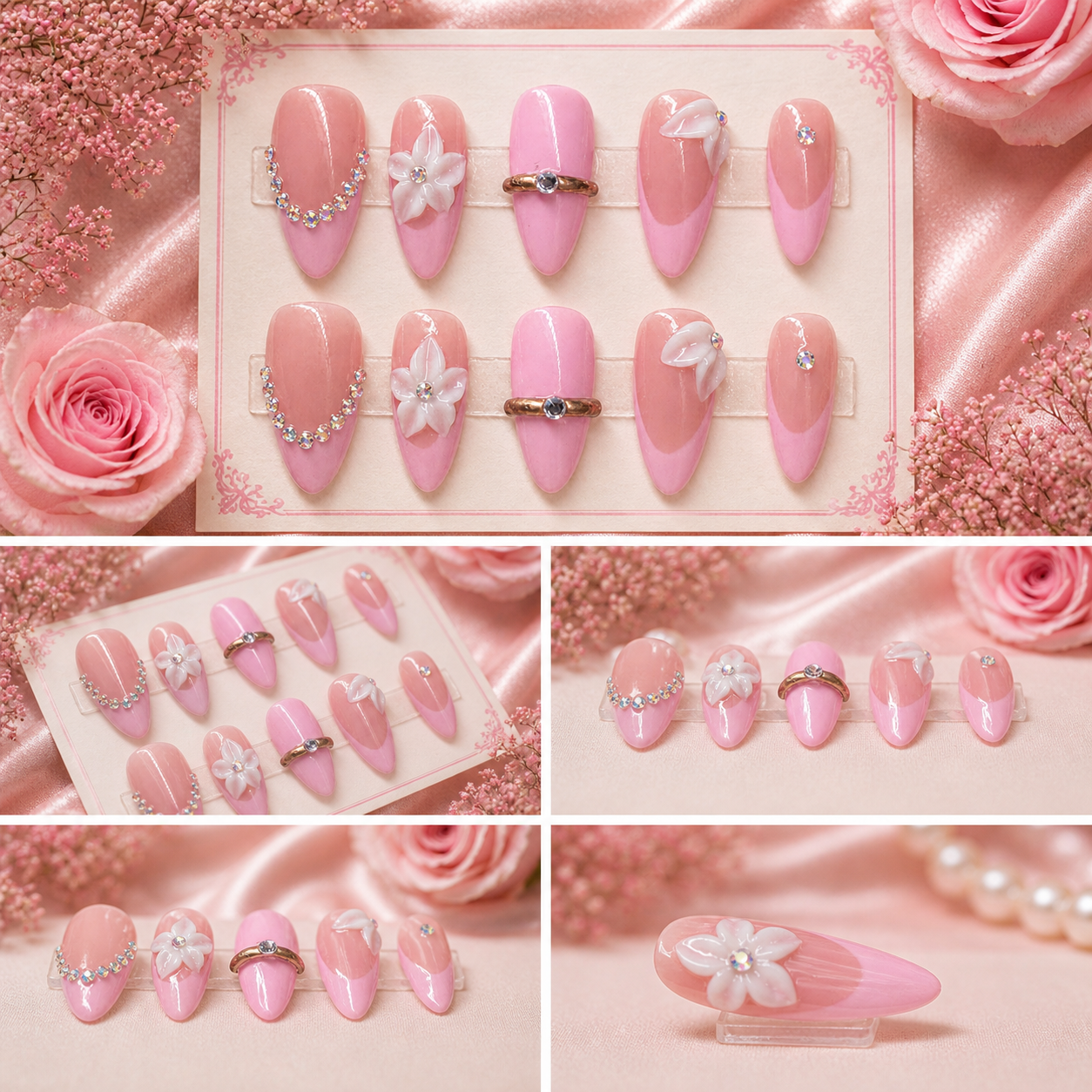 Rosé Princess Luxe Press-On Nails 🌸💖 Size M