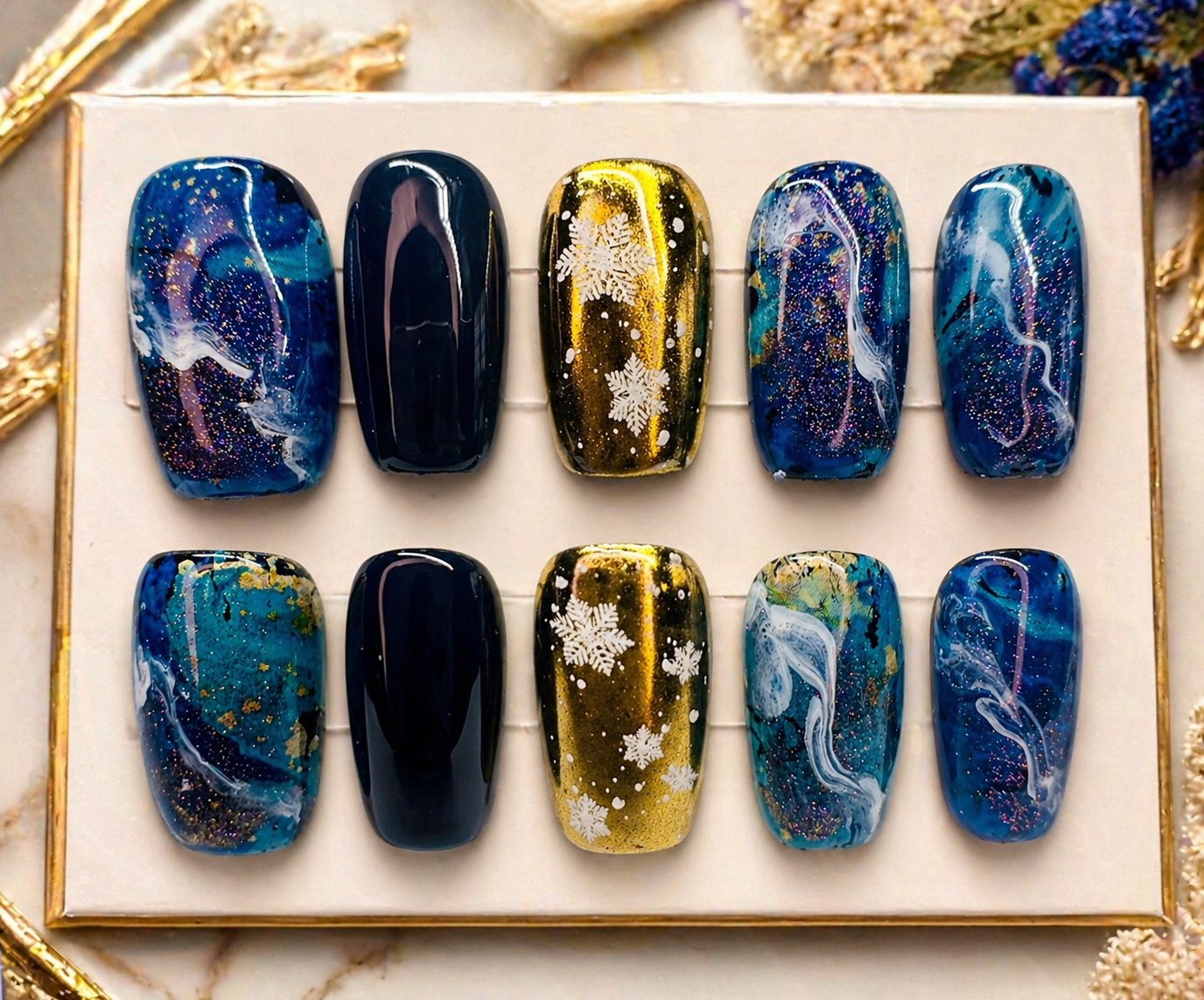 Midnight Galaxy Luxe Press-On Nails 🌌✨ Size L