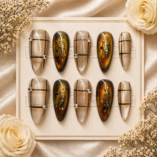 Golden Mocha Luxe Press-On Nails ✨🤎 Size M