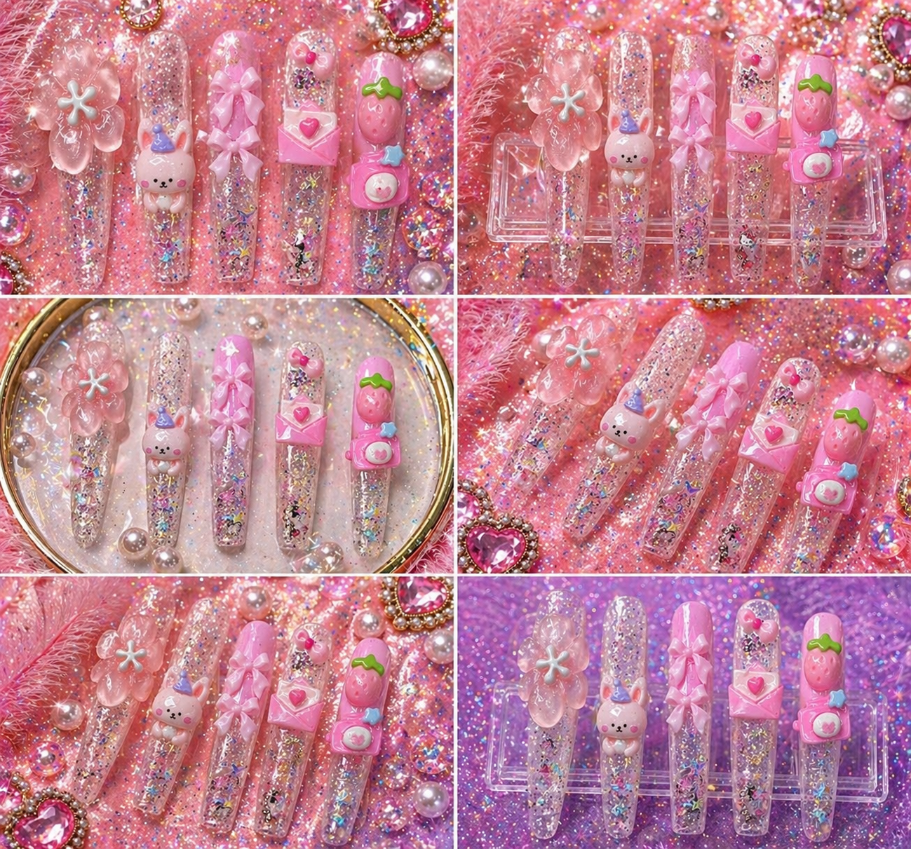 Kawaii Candy Drip Press-On Nails 🍭💖 Size M