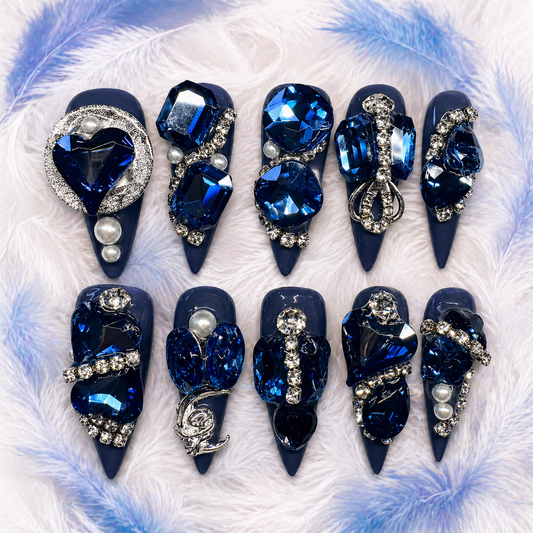 Royal Sapphire Luxe Press-On Nails 💙💎