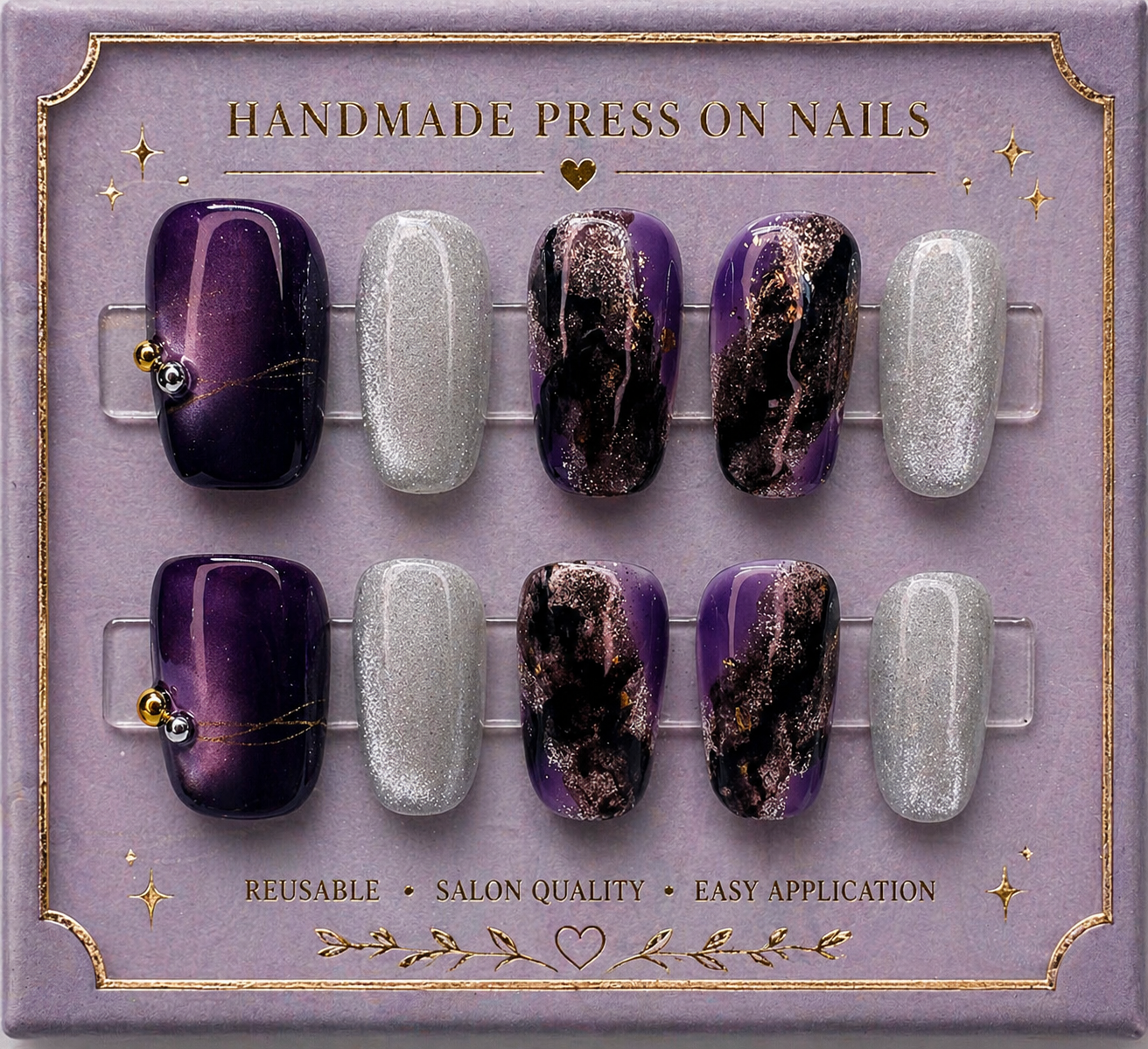 Midnight Amethyst Press-On Nails ✨💜 Size L