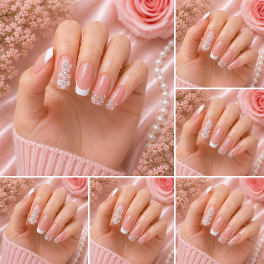 Blush Petal French Tip Press-On Nails 🌸✨ Size M