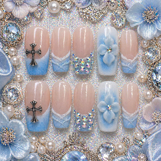 Icy Angel Aura Press-On Nails ❄️💎 Size M