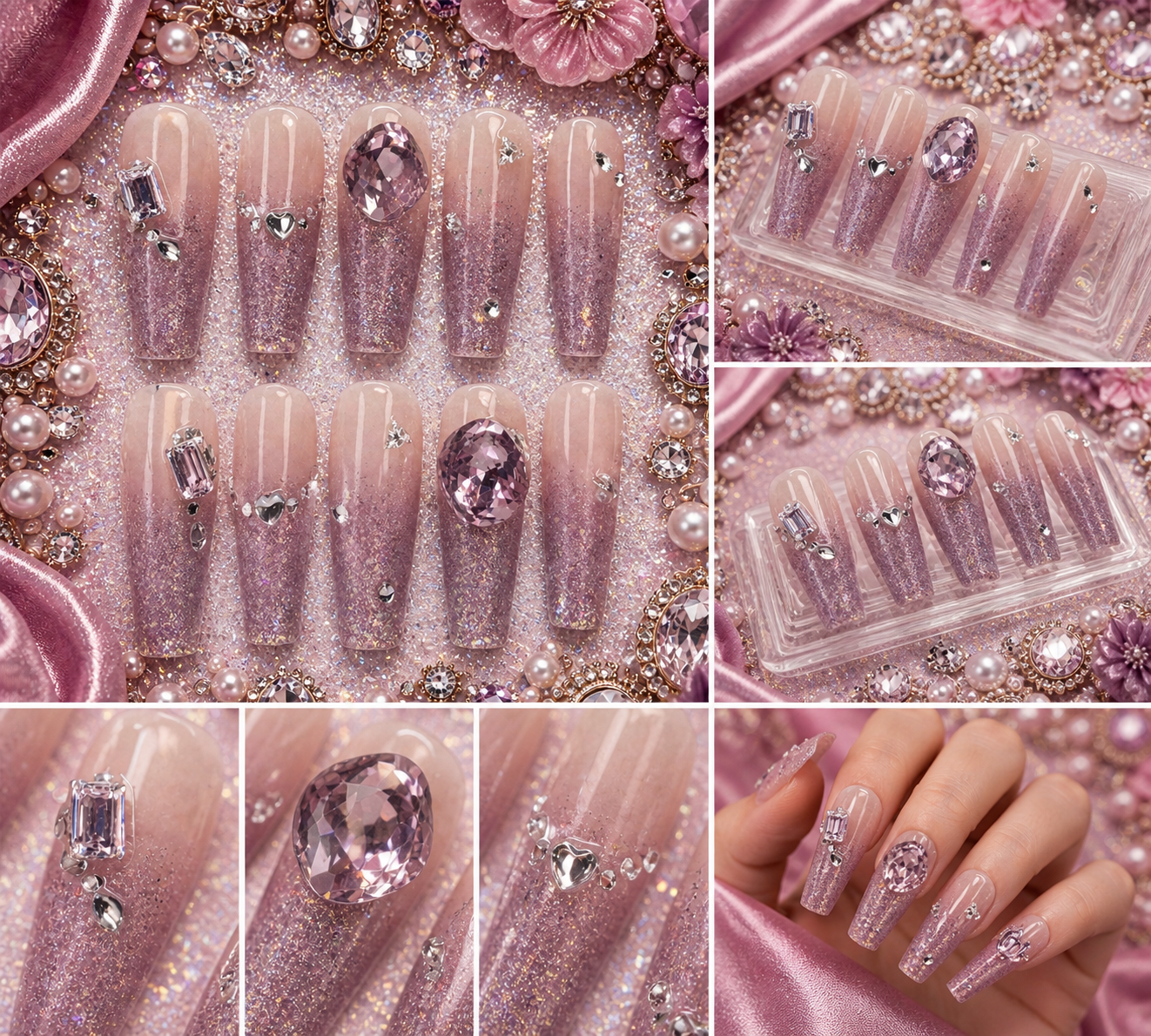 Lavender Diamond Drip Press-On Nails 💎💜 Size M