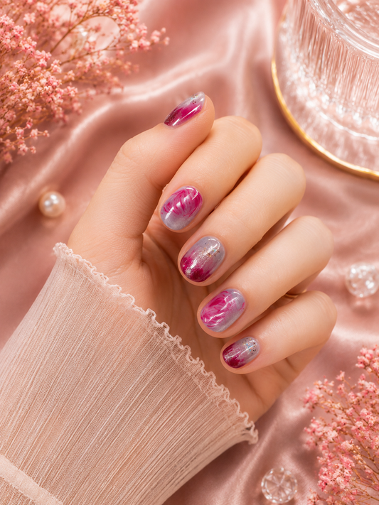 Berry Frost Glam Press-On Nails ❄️🍓 Size L