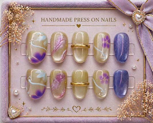 Lavender Pearl Aura Press-On Nails 💜✨ Size L