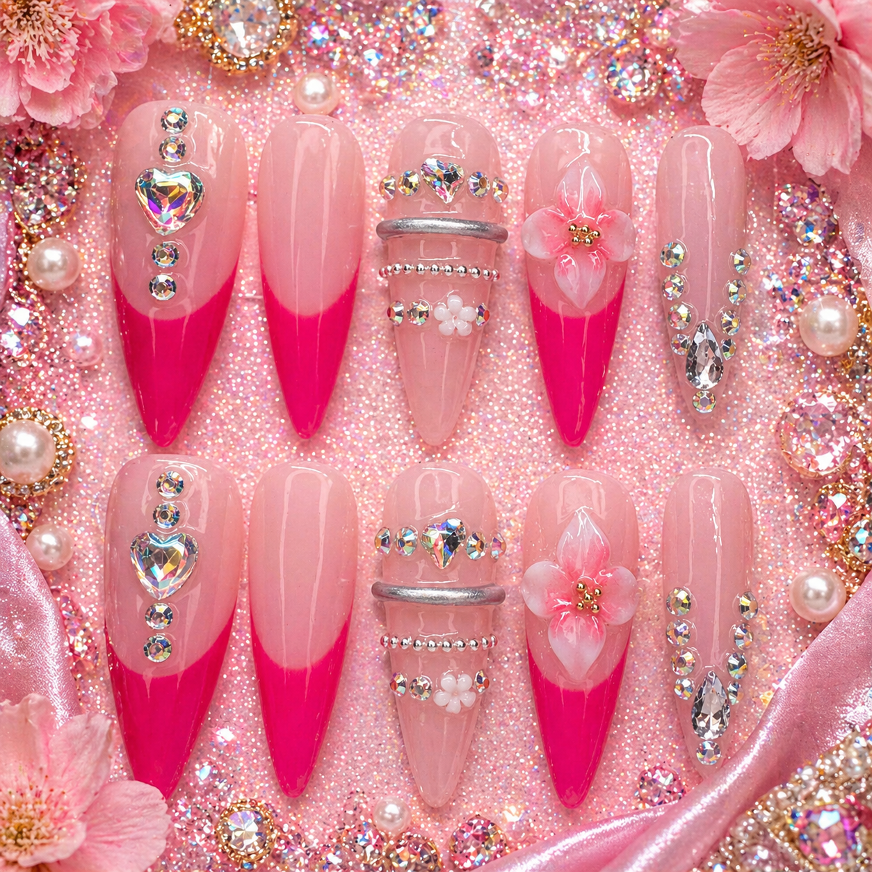 Pink Petal Princess Press-On Nails 🌸💖 Size M