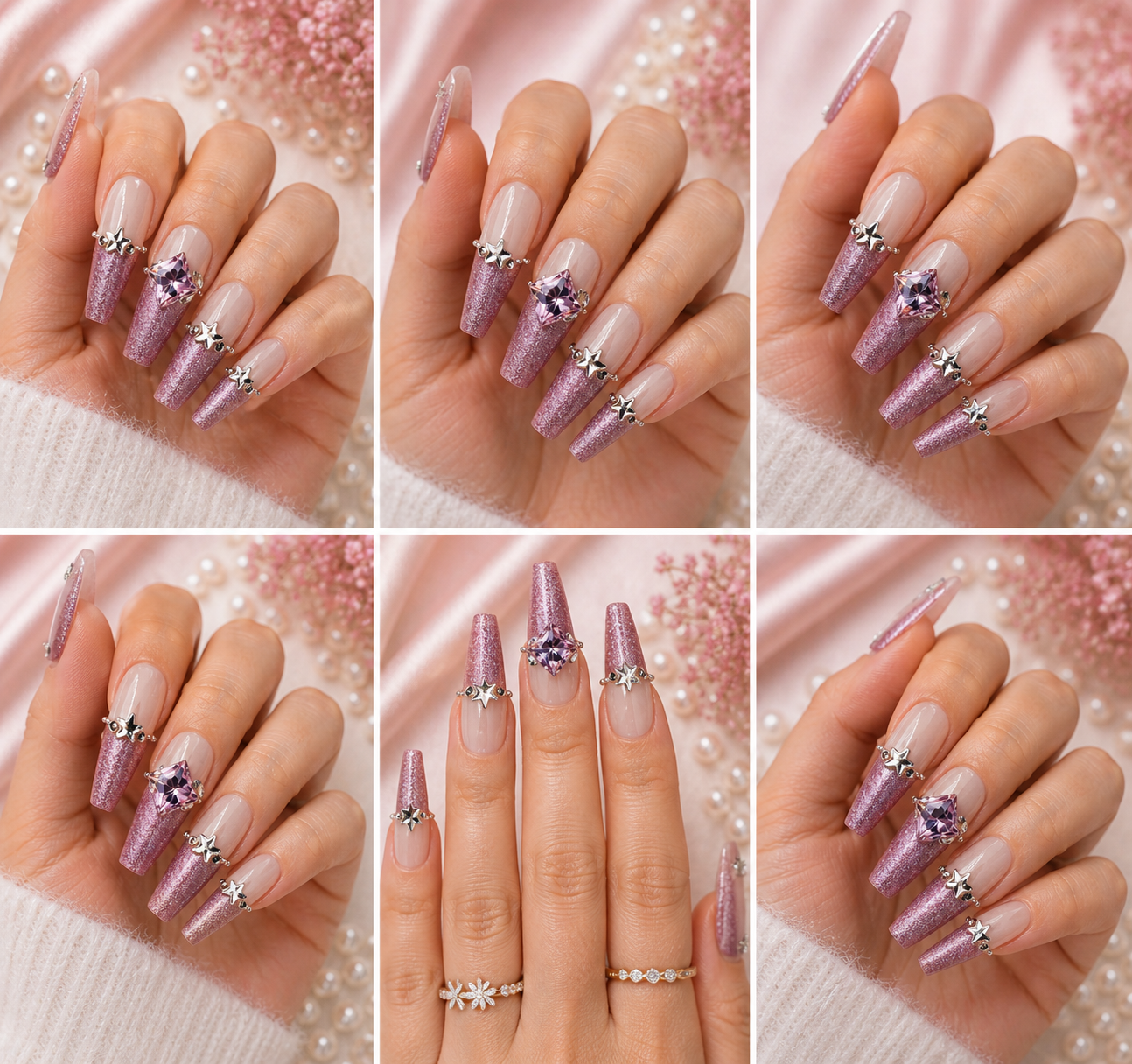 Pink Stardust Diva Press-On Nails ✨💖 Size M