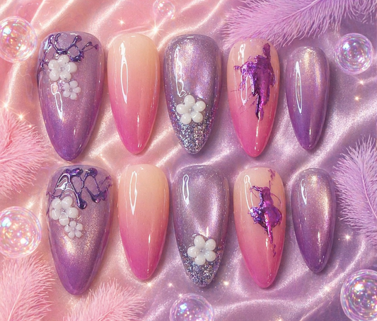 Lavender Drip Ombré Press-On Nails 💜✨ Size L