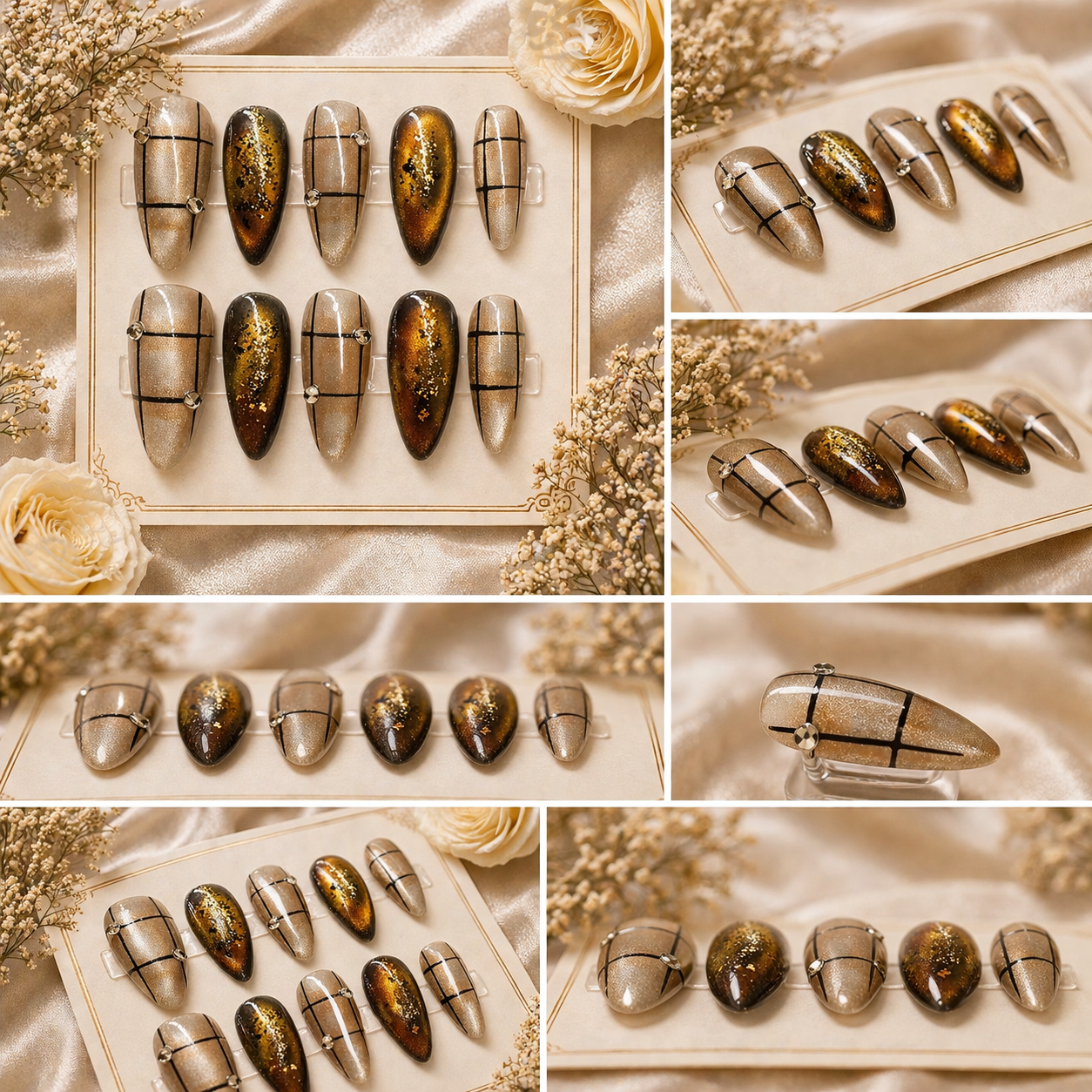Golden Mocha Luxe Press-On Nails ✨🤎 Size M