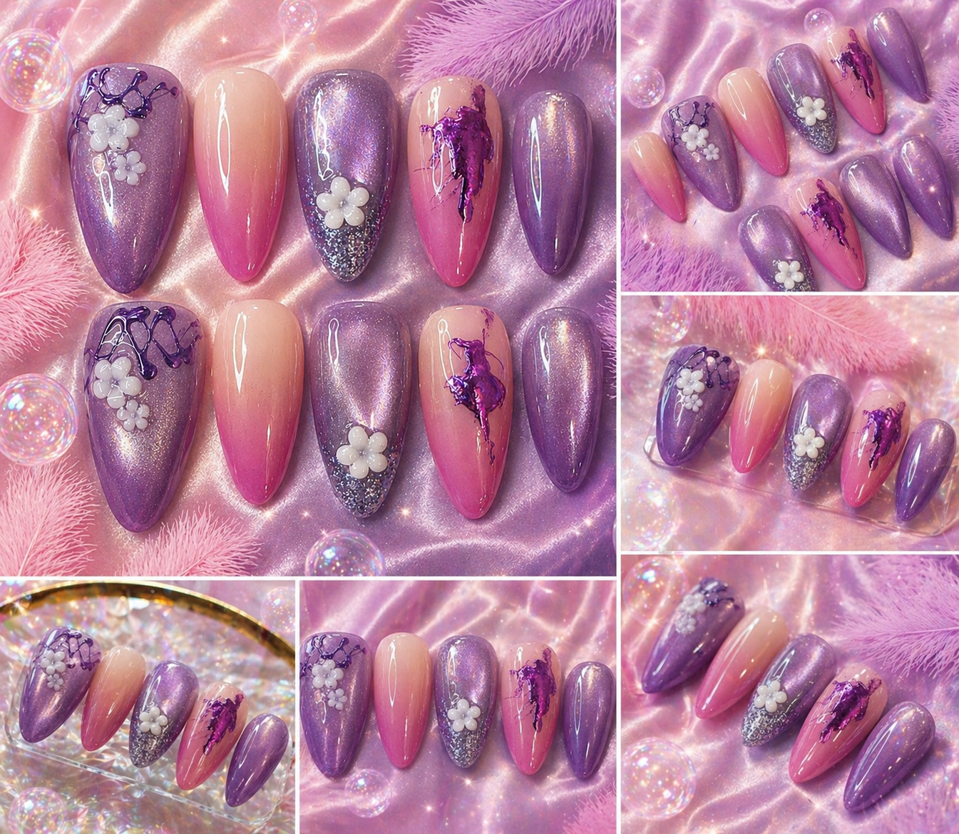 Lavender Drip Ombré Press-On Nails 💜✨ Size L