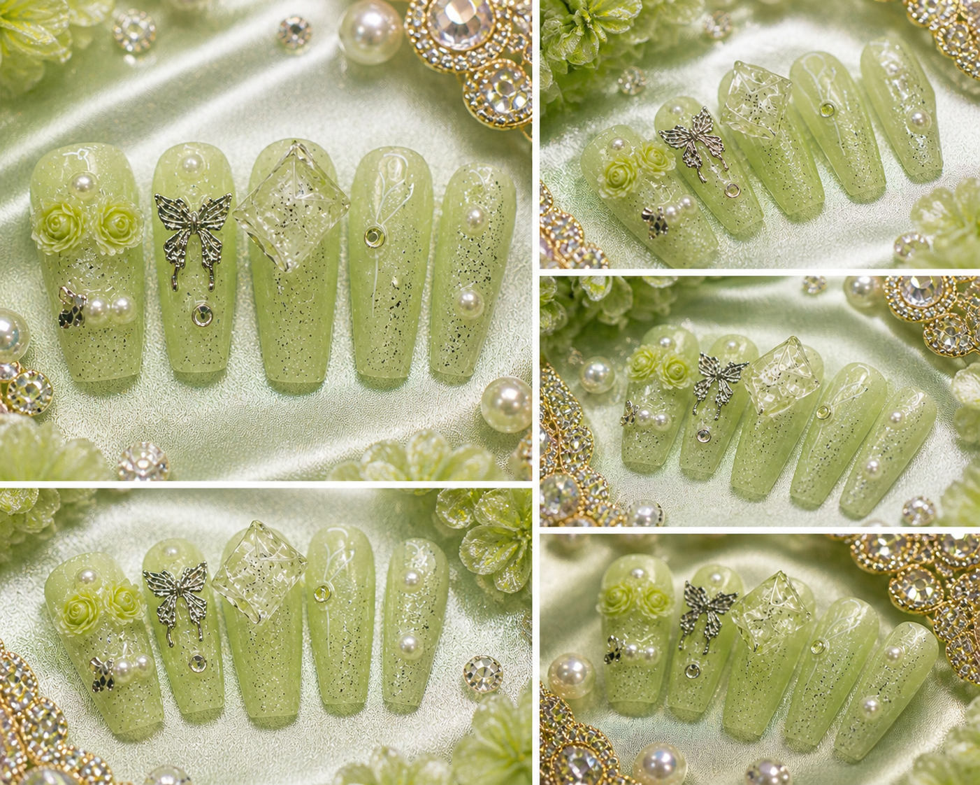 Sage Garden Glam Press-On Nails 💚✨ Size M