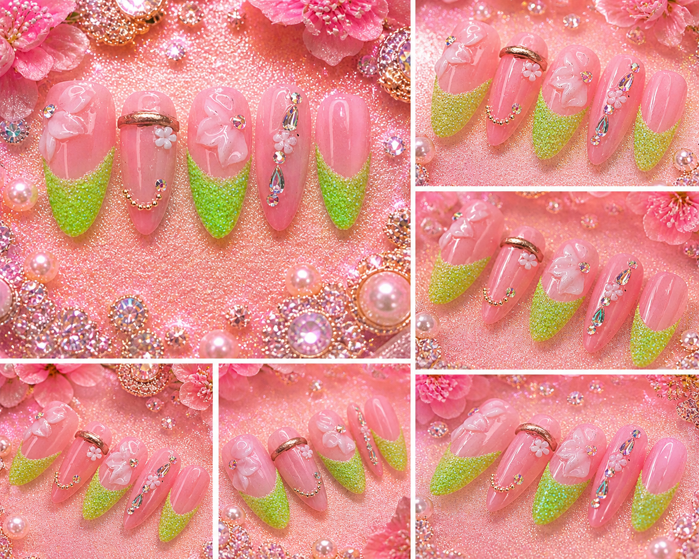 Pink Lemonade Luxe Press-On Nails 🍋💕✨ Size M