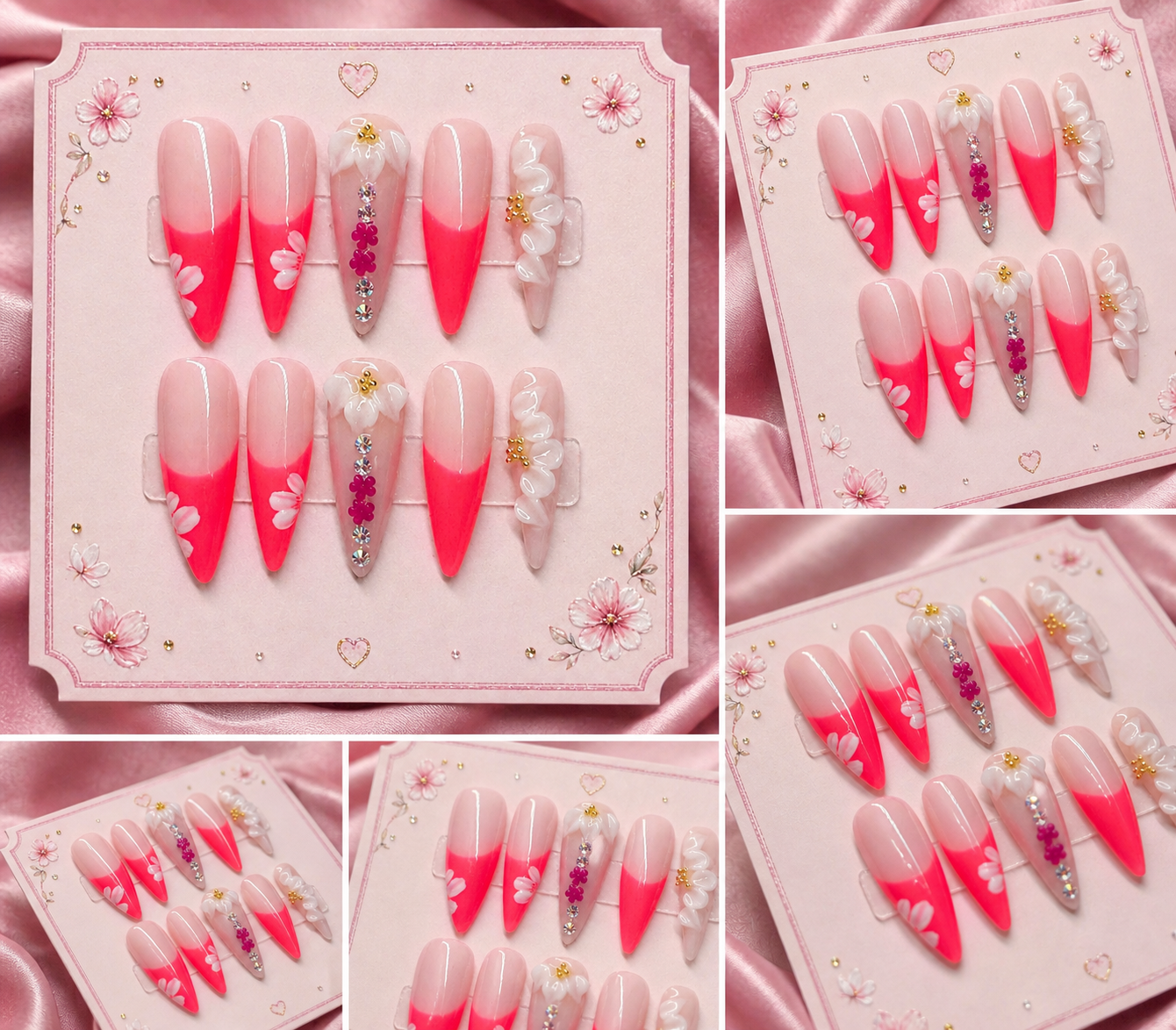Pink Blossom Drip Press-On Nails 🌸💖 Size M