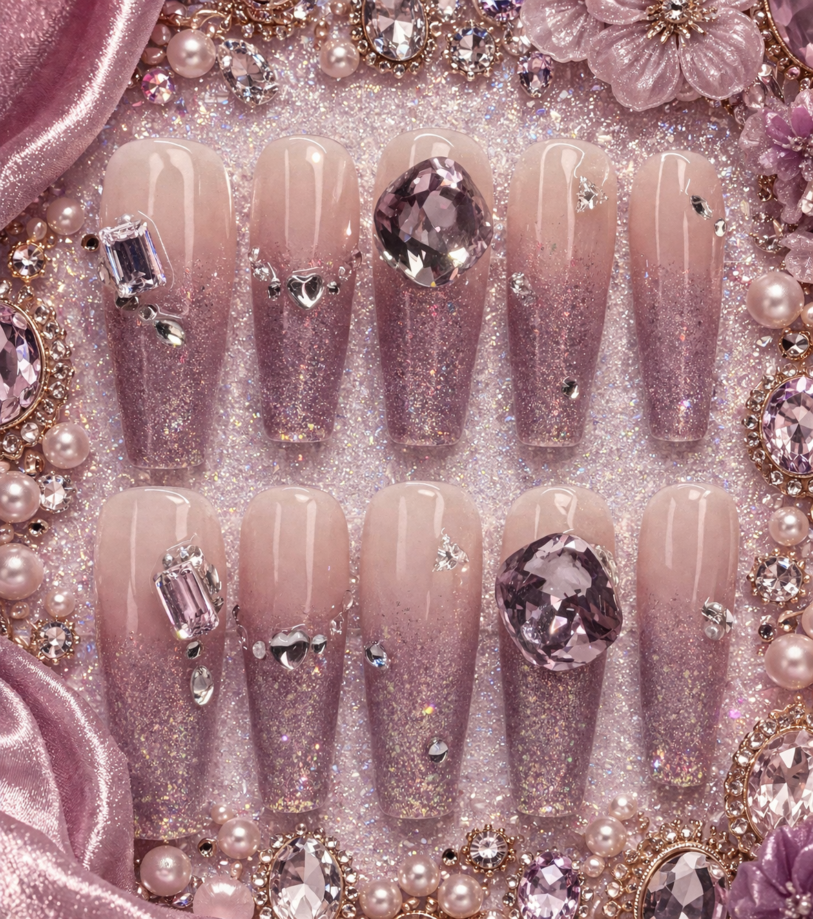 Lavender Diamond Drip Press-On Nails 💎💜 Size M