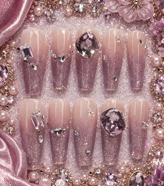 Lavender Diamond Drip Press-On Nails 💎💜 Size M