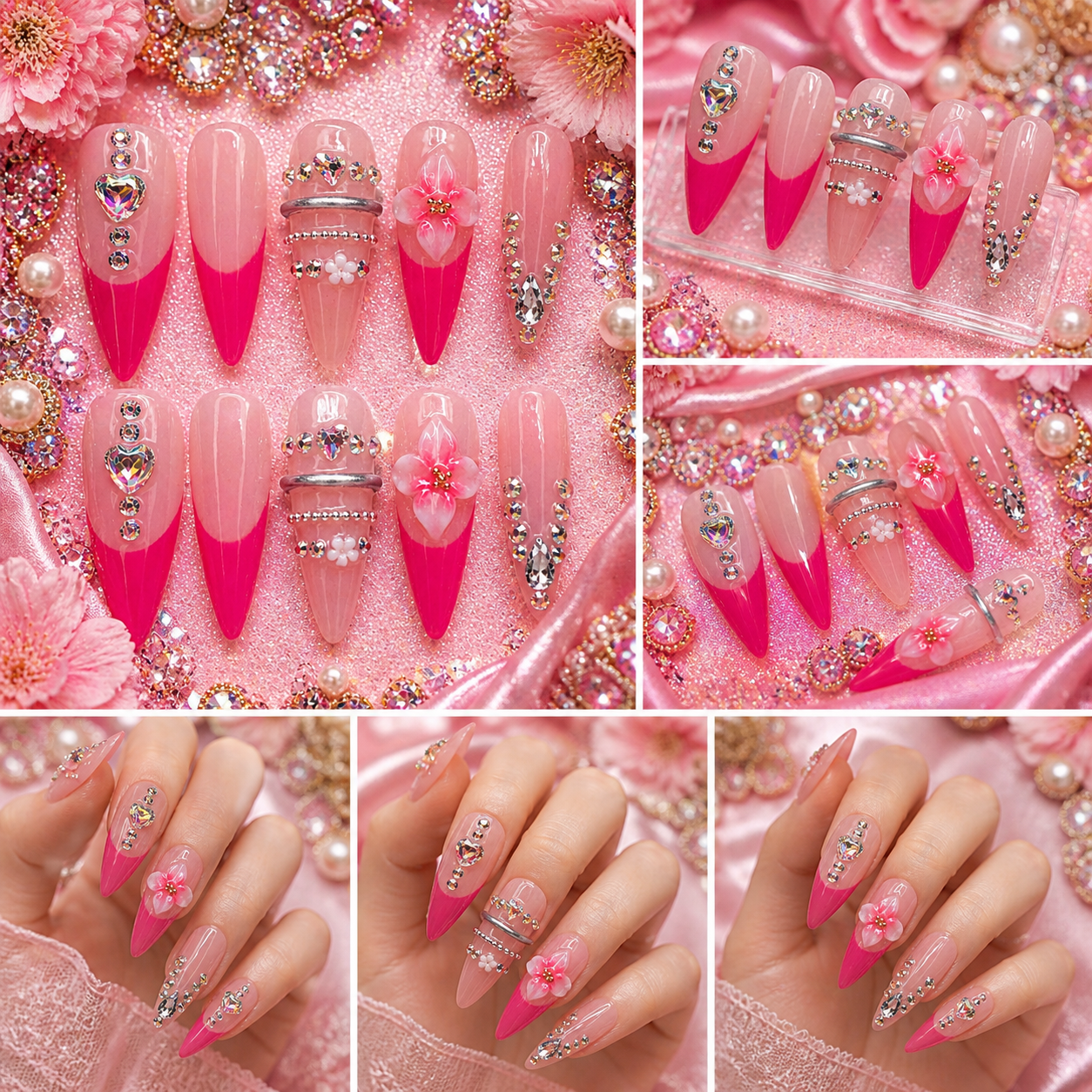 Pink Petal Princess Press-On Nails 🌸💖 Size M