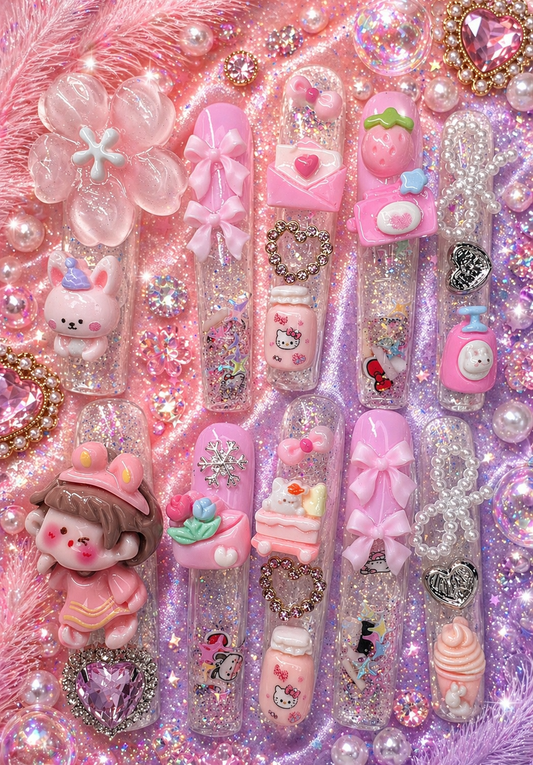 Kawaii Candy Drip Press-On Nails 🍭💖 Size M