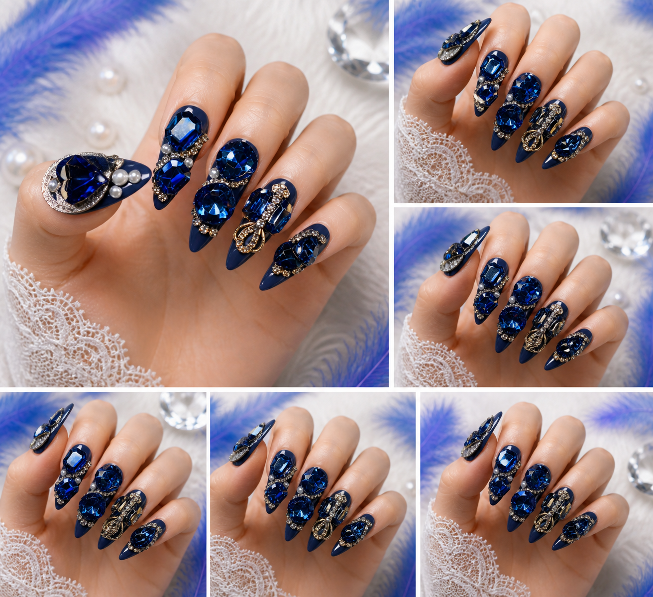 Royal Sapphire Luxe Press-On Nails 💙💎