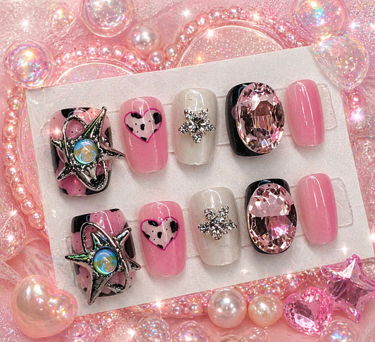 Cosmic Pink Princess Press-On Nails 💖⭐ Size M