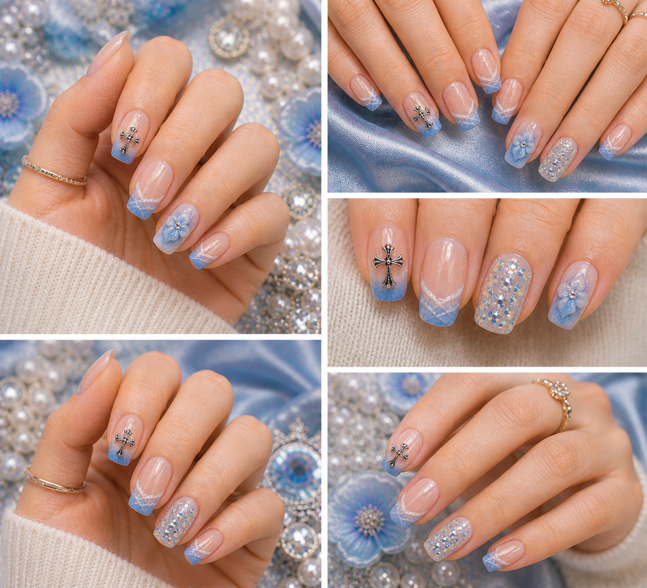 Icy Angel Aura Press-On Nails ❄️💎 Size M
