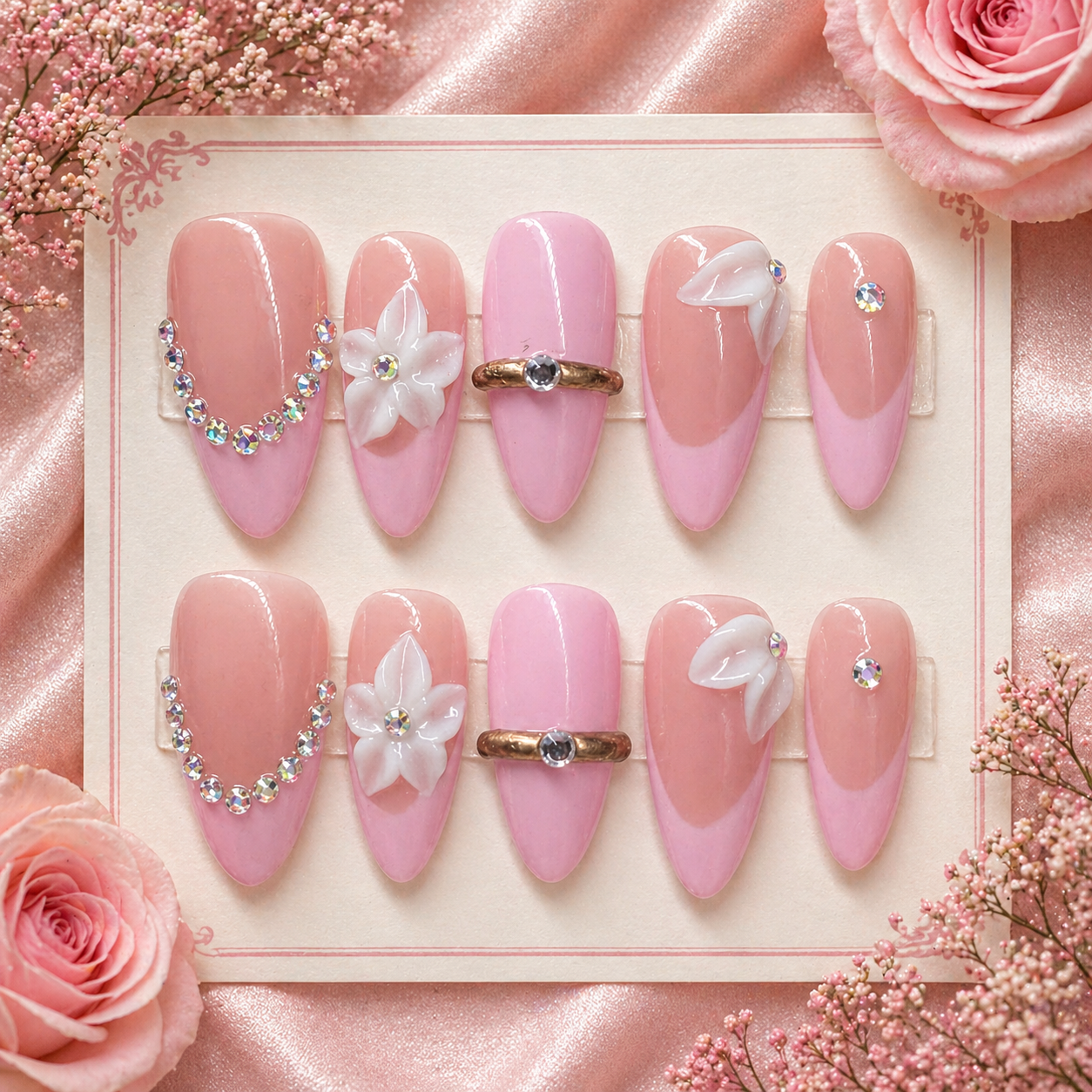 Rosé Princess Luxe Press-On Nails 🌸💖 Size M