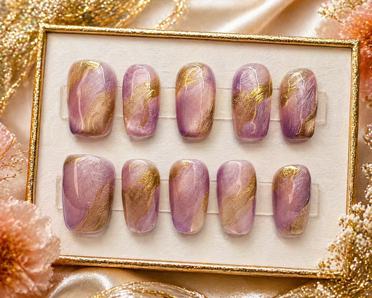 Lavender Gold Luxe Press-On Nails ✨💜 Size L