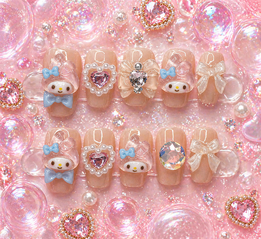 Kawaii Melody Dream Press-On Nails 🎀💖✨ Size M