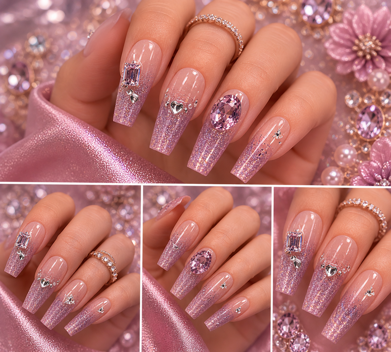 Lavender Diamond Drip Press-On Nails 💎💜 Size M
