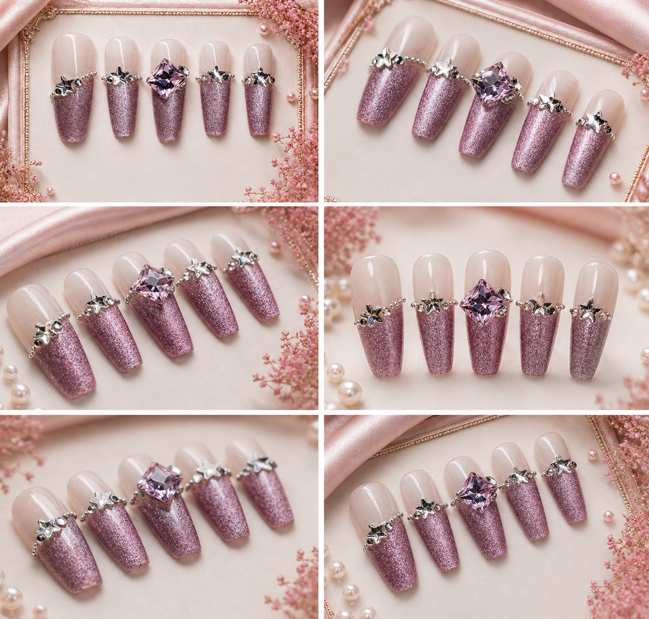 Pink Stardust Diva Press-On Nails ✨💖 Size M