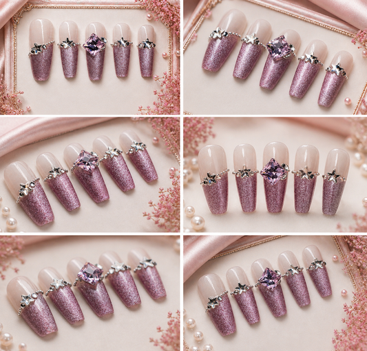 Pink Stardust Diva Press-On Nails ✨💖 Size M