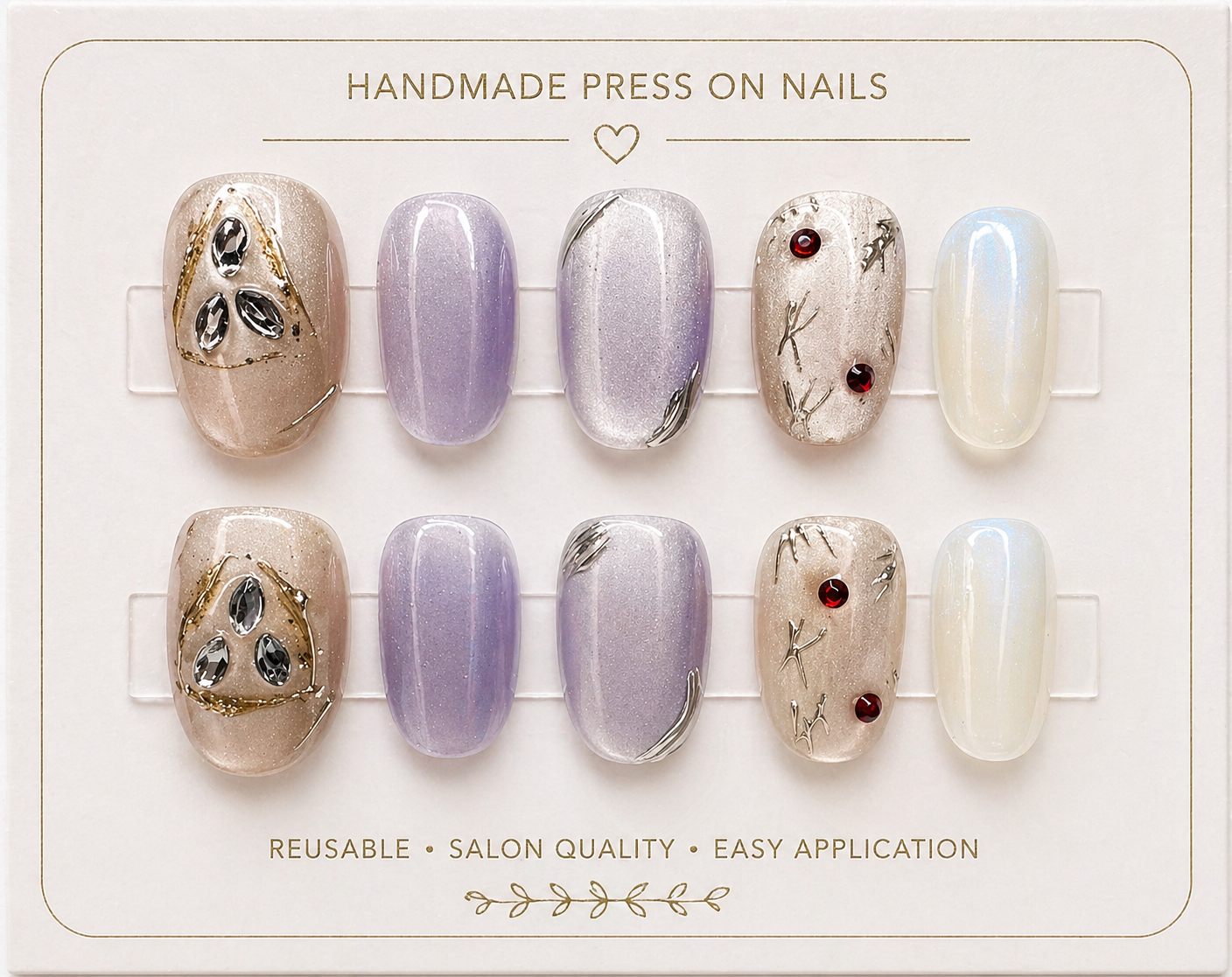 Lavender Pearl Whisper Press-On Nails 🤍💜✨ Size L