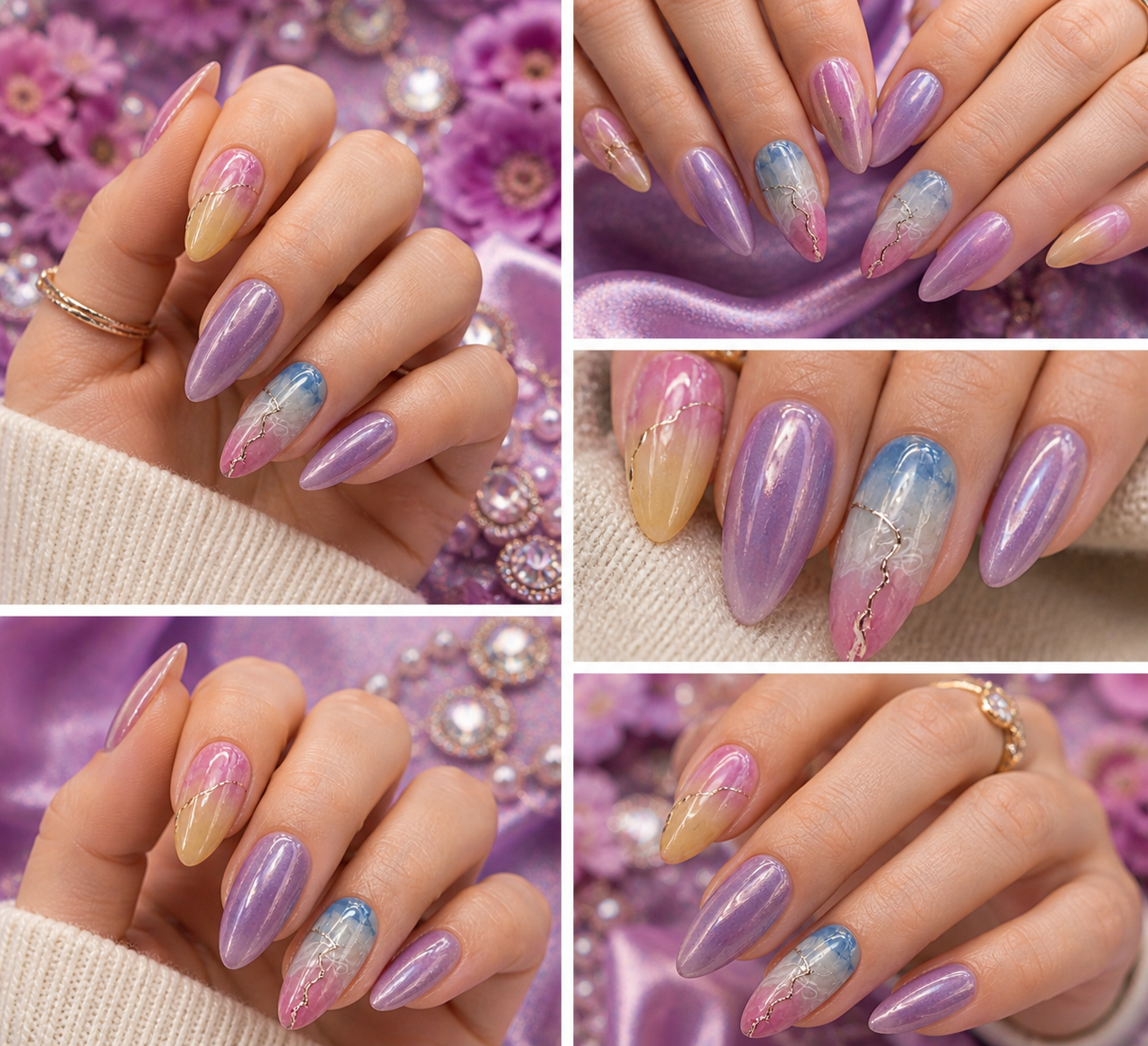 Celestial Marble Glow Press-On Nails ✨🌸