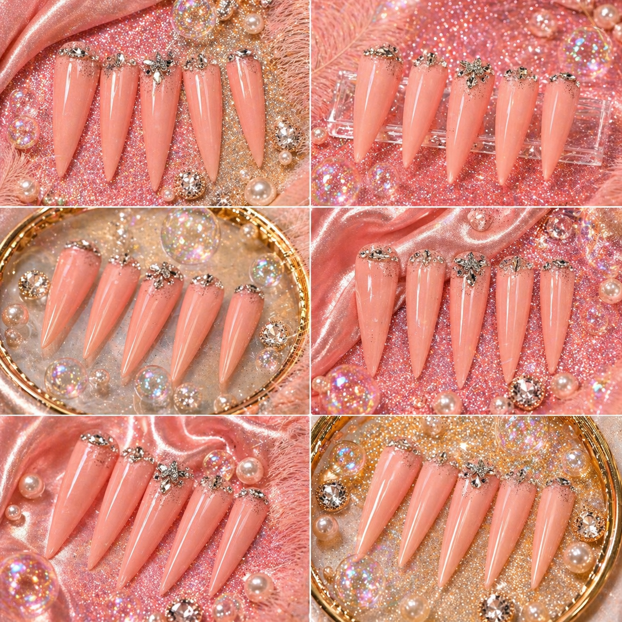 Peach Diamond Luxe Press-On Nails 🍑💎