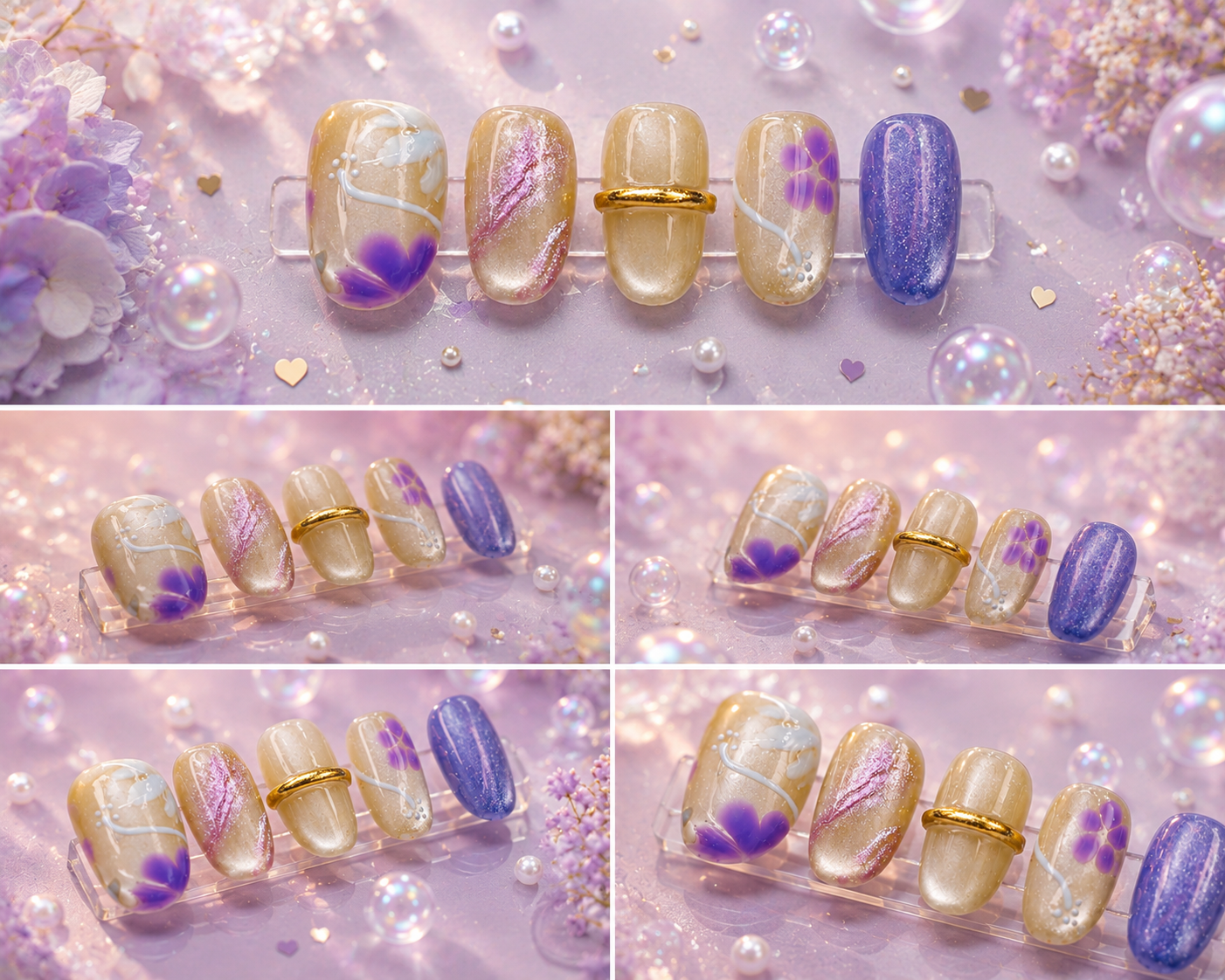 Lavender Pearl Aura Press-On Nails 💜✨ Size L