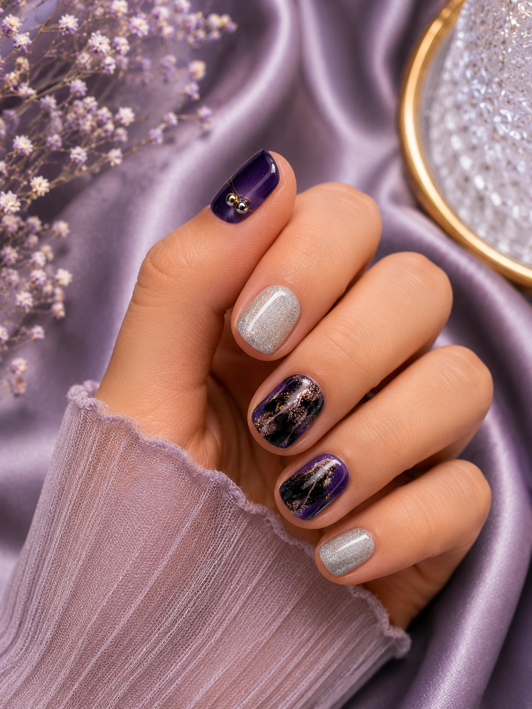 Midnight Amethyst Press-On Nails ✨💜 Size L