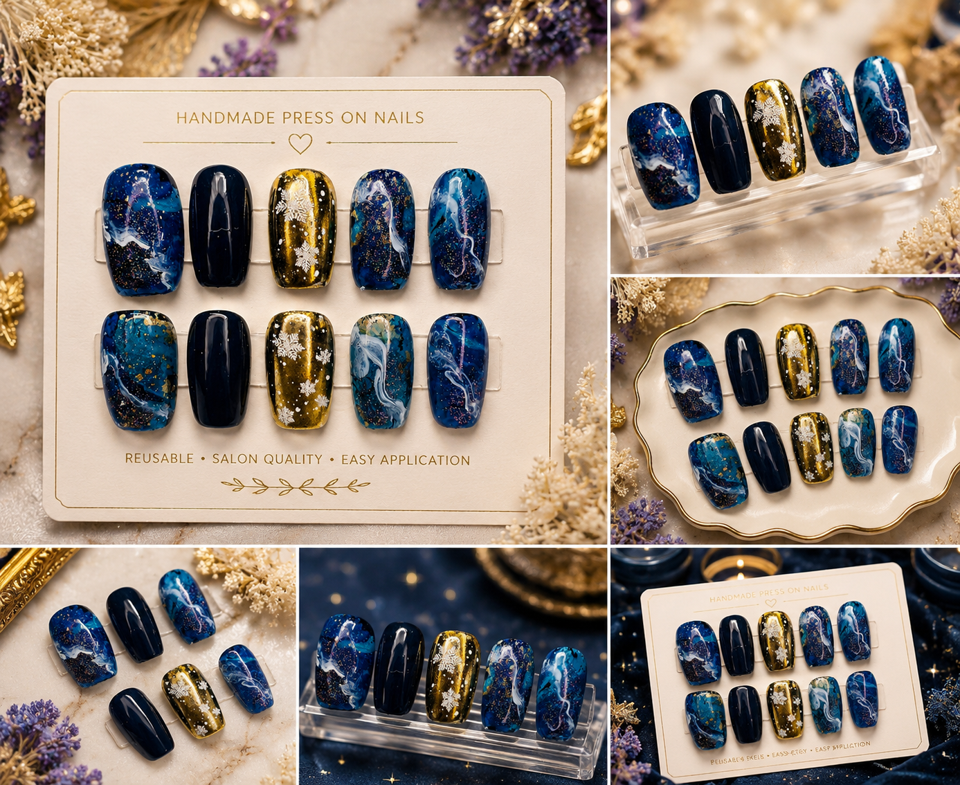 Midnight Galaxy Luxe Press-On Nails 🌌✨ Size L
