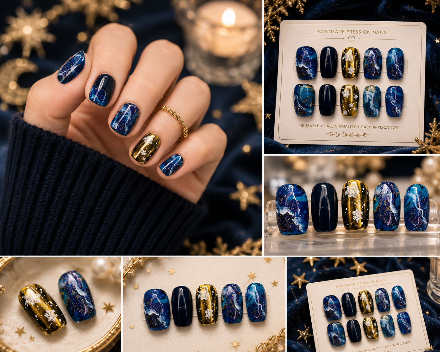 Midnight Galaxy Luxe Press-On Nails 🌌✨ Size L